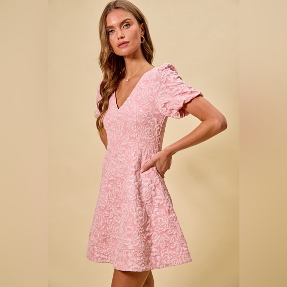 SO ME Floral Jacquard Fit And Flare Daily Mini Dress - Picture 12 of 15